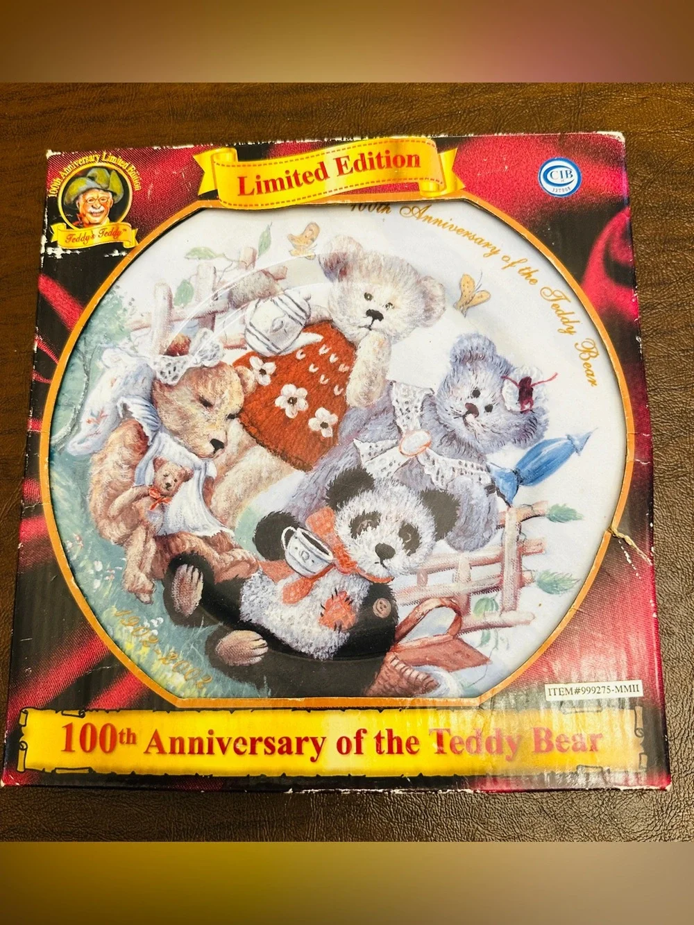 Teddy Bear Decorative Plate*Limited Edition*Multicolor**2002**Vintage*100yrs